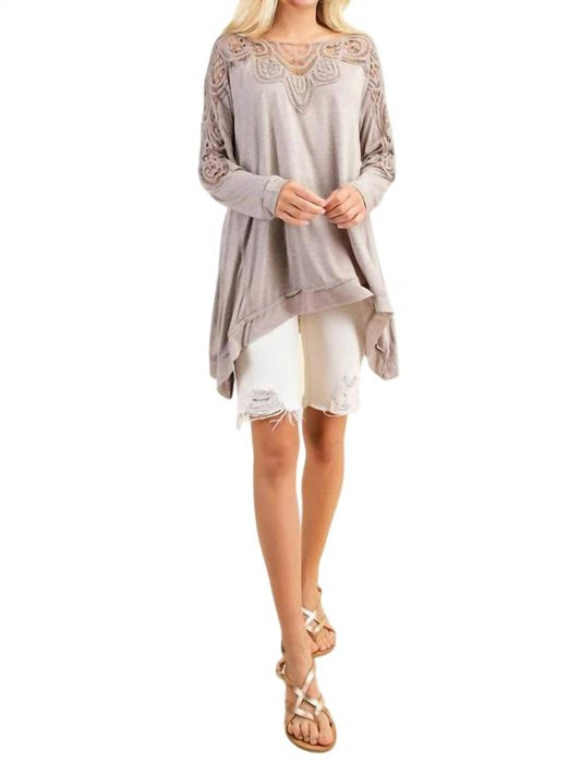 Kori - Oversized Patch Mixed Jersey Tunic Top