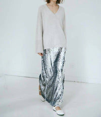 Autumn Cashmere Relaxed V Sweater with Side Slits in mojave - women's sweater