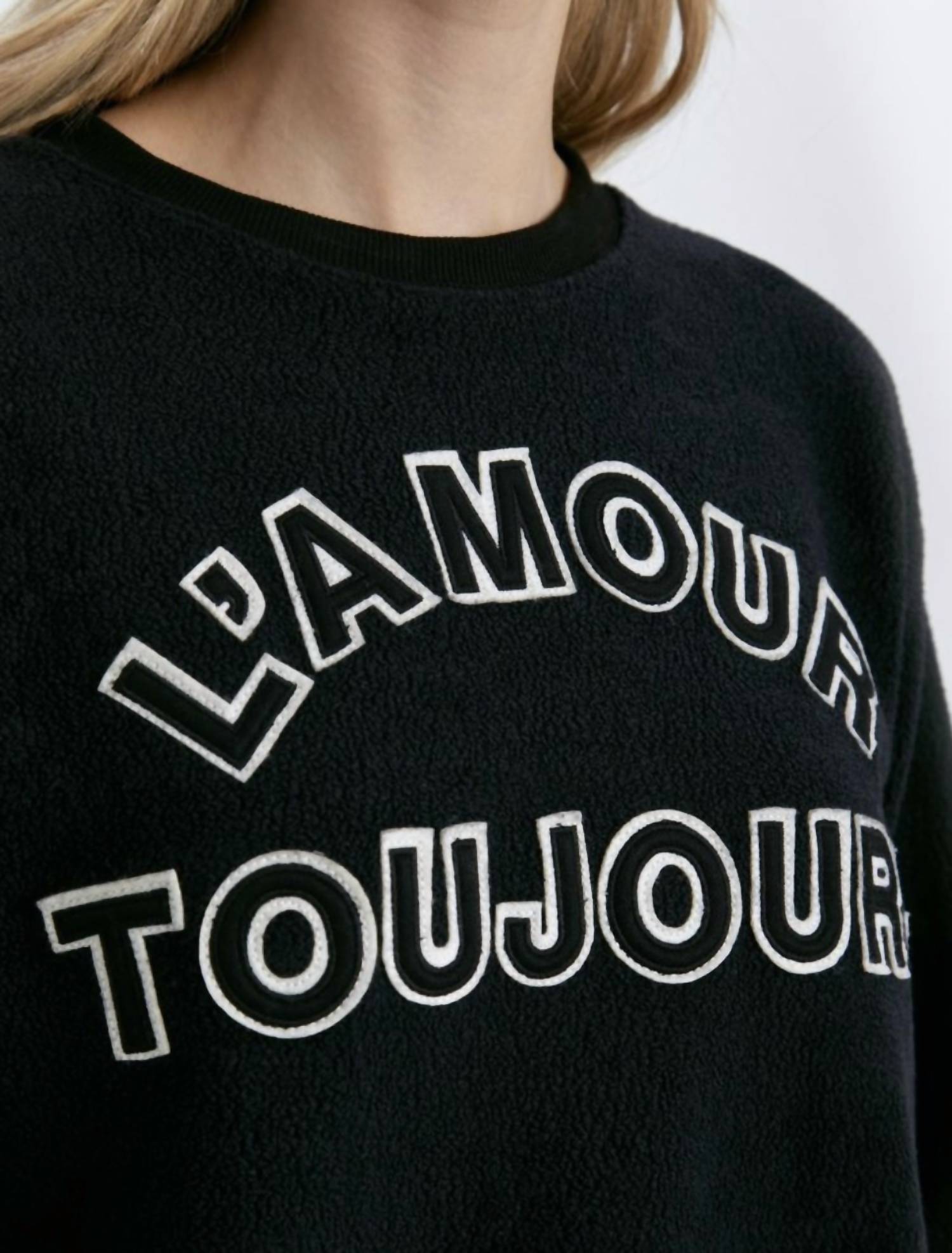 CHRLDR L'amour Toujours Crewneck Top in black - women's sweater