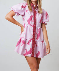 Fantastic Fawn - Feline Femme Poplin Shirt Mini Dress