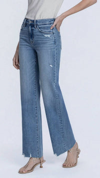 Flying Monkey - Women's High Rise Full Length Slant Side Seam Vintage Flare Jeans