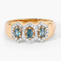 Diana M Jewels Women's Oval Natural Alexandrite Fashion Ring (0.56 Ct) - Delicate With Diamond Accents in 18k yellow gold - women's jewelry - detail view