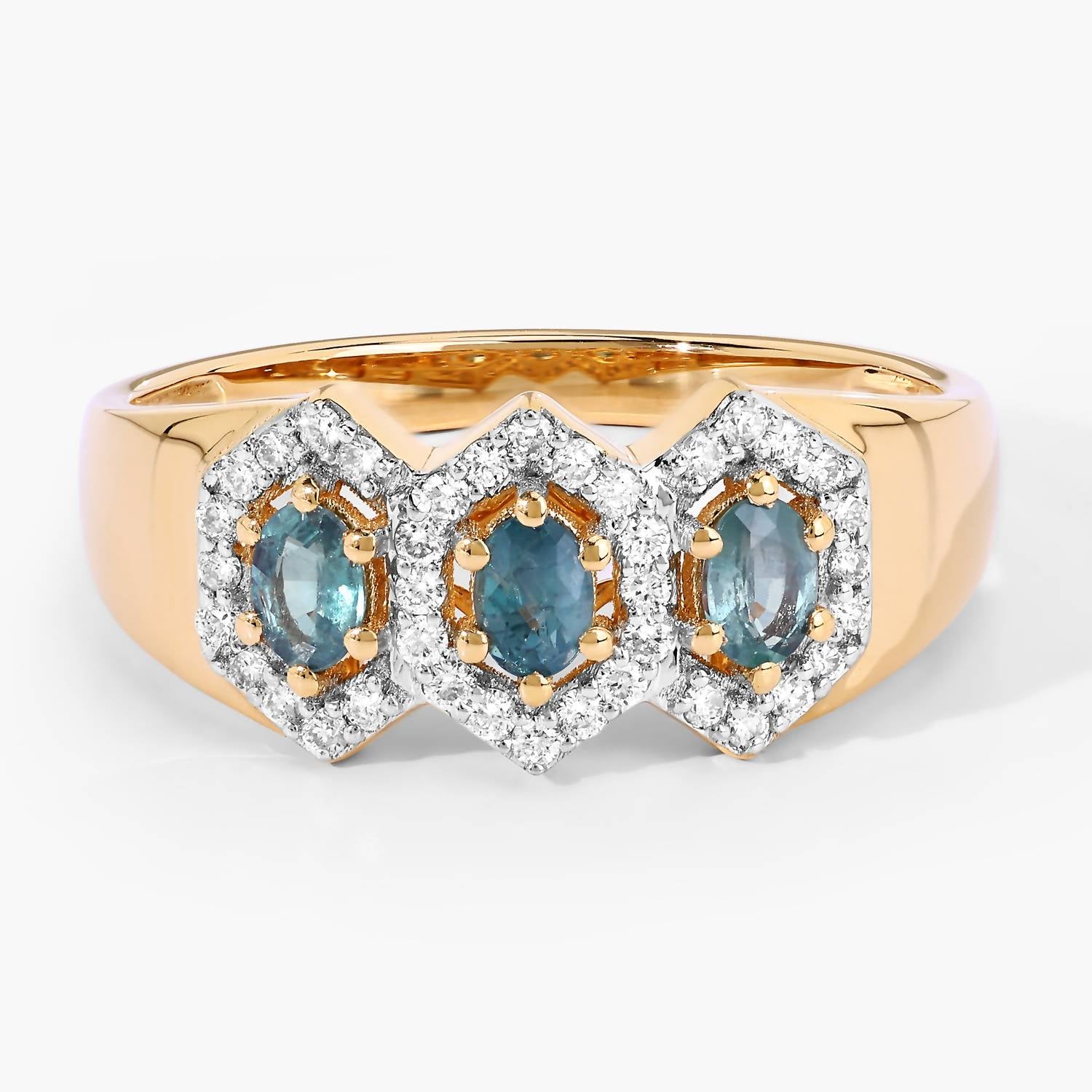 Diana M Jewels Women's Oval Natural Alexandrite Fashion Ring (0.56 Ct) - Delicate With Diamond Accents in 18k yellow gold - women's jewelry - detail view