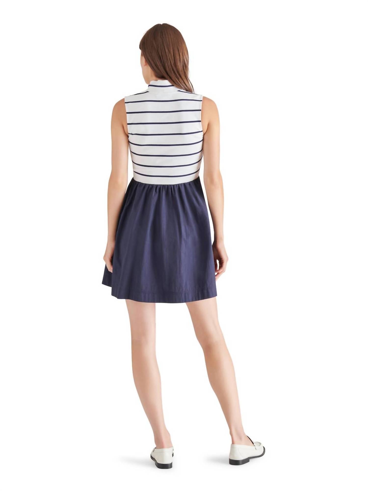 STEVE MADDEN Women's Lyon Dress in navy stripe - women's dress - detail view