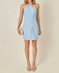 2.7 August Apparel - Scalloped Halter Mini Dress