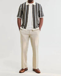 Wax London - Stripe Crochet Porto Polo Shirt