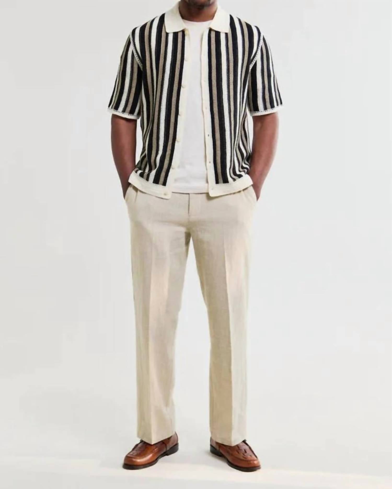 Wax London - Stripe Crochet Porto Polo Shirt
