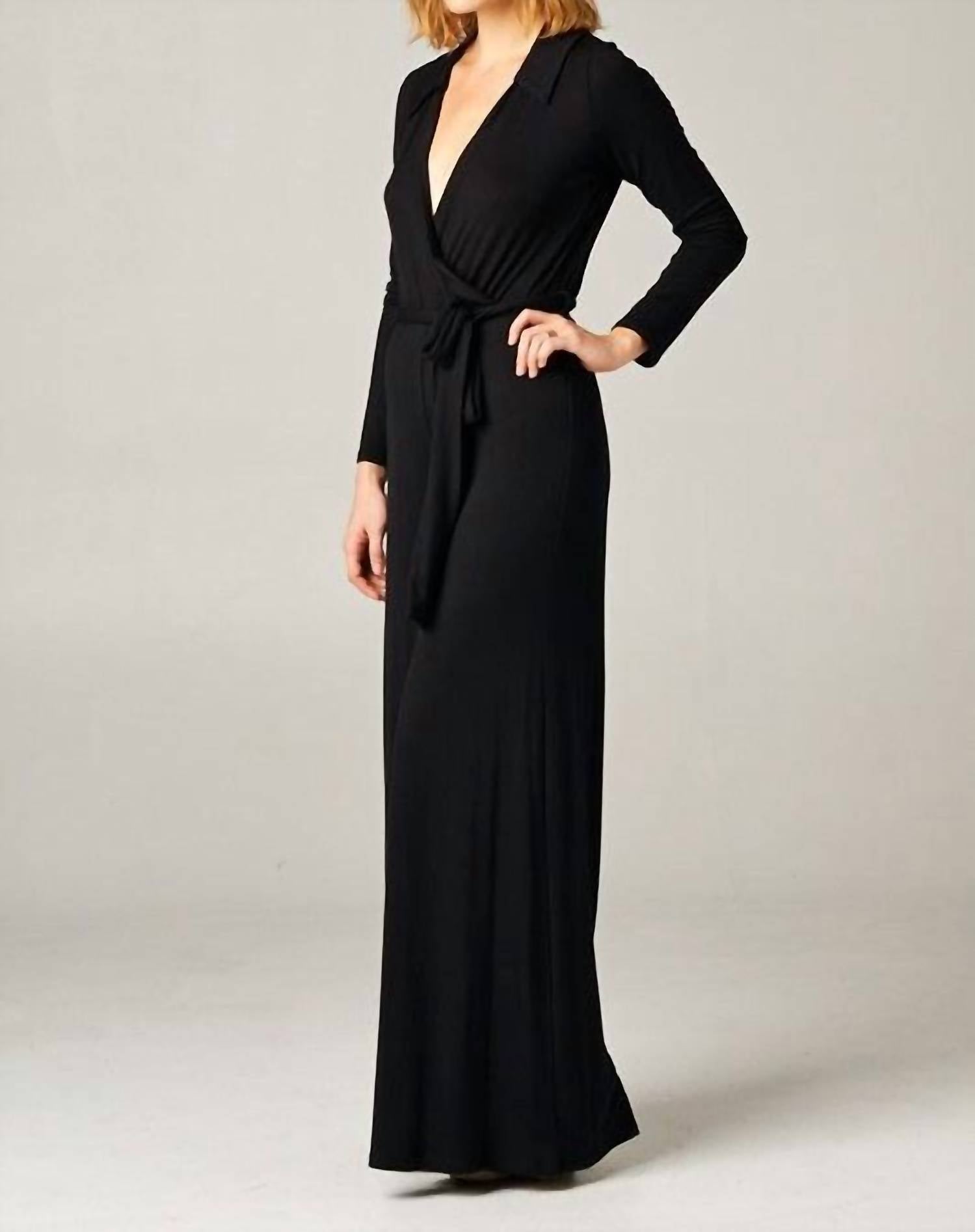 She + Sky - Solid Stretch Long Sleeve Jumpsuit