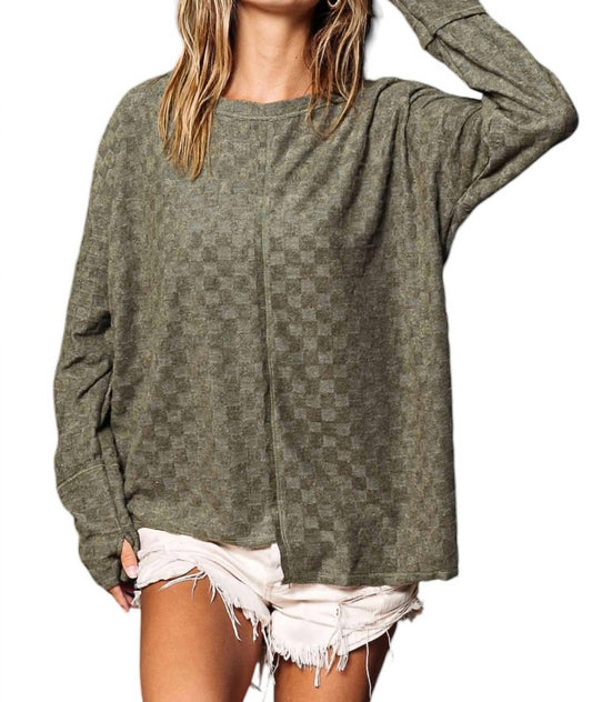 Bibi - Checkered Thumbhole Long Sleeve T-Shirt