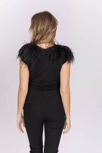 Emily Shalant - Feather Shoulder Luxe Jersey Top
