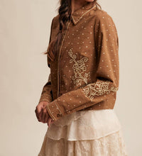 Listicle Caspia Embroidered Western Shirt in brown - women's blouse - view 6