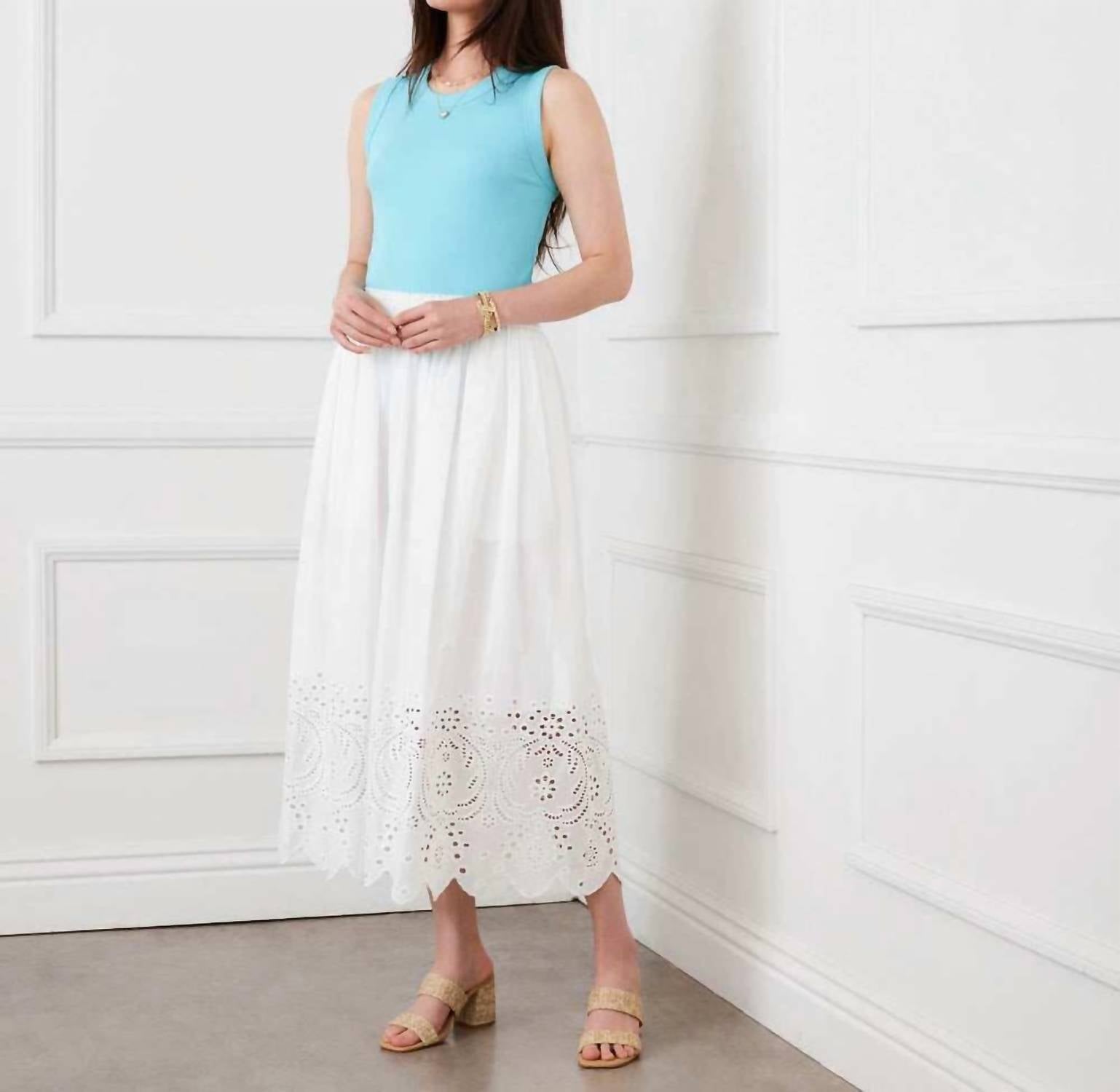 Karen Kane - Cut-out Embroidery Midi Skirt