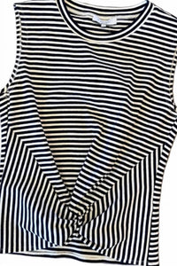 J. Society Women's Striped Twist Front Tank in navy - women's tank top - detail view