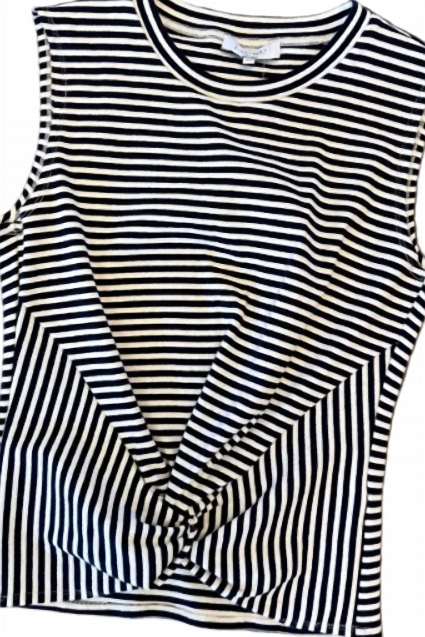 J. Society Women's Striped Twist Front Tank in navy - women's tank top - detail view