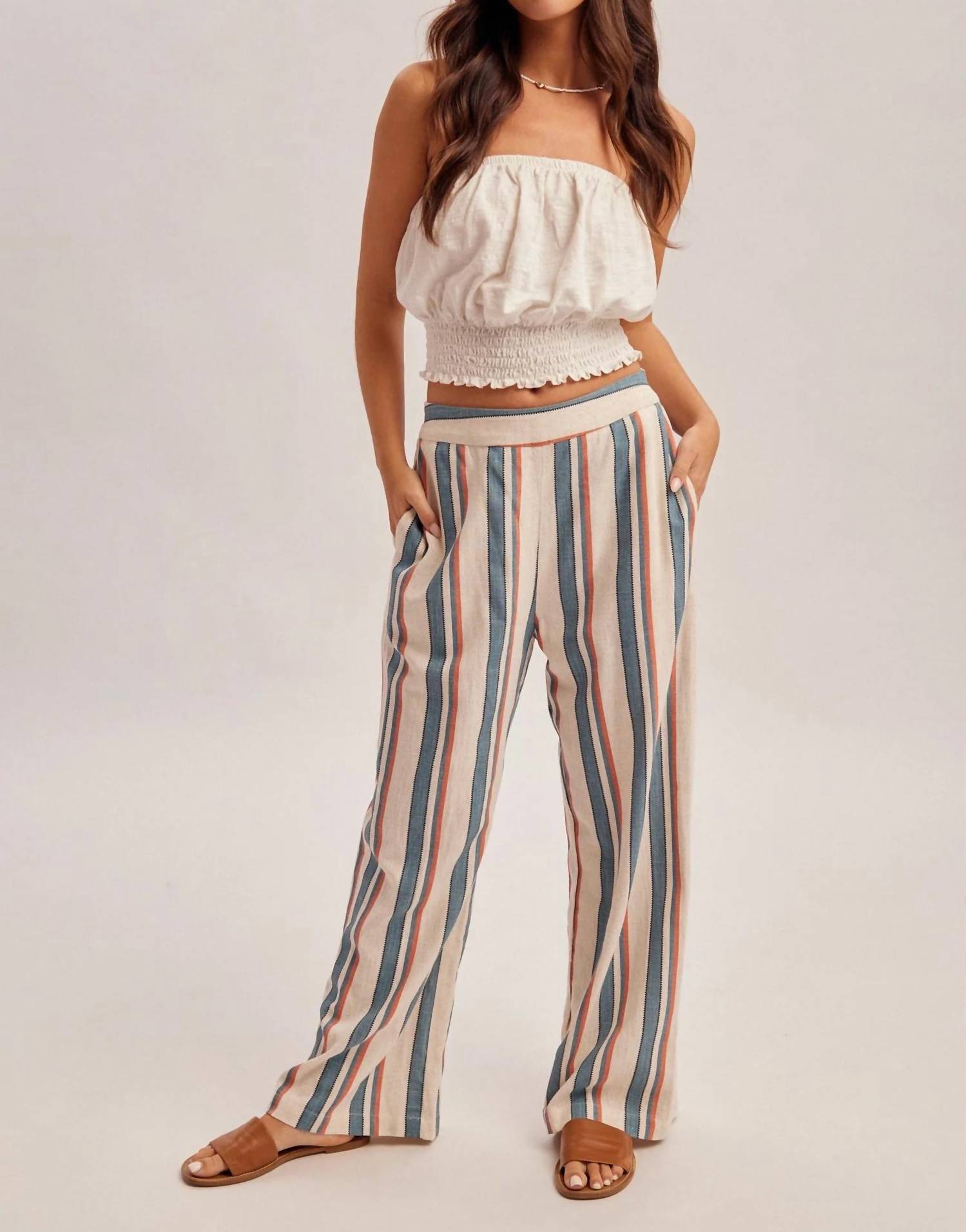 Hem & Thread - Aisa Stripe Pull On Pants