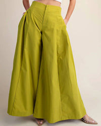 GLAM Palooza A-line High Waist Palazzo Pants in chartreuse - women's pants - detail view