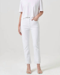 AGOLDE Women's Riley High-rise Straight Crop Pant in sour cream - women's jeans