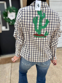 Blue B - Gingham Embroidered Western Snap Top