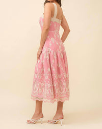 Just Me - Embroidered Midi Dress