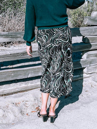 LUCY PARIS McKenna Wave Long Skirt in black and green - women's skirt