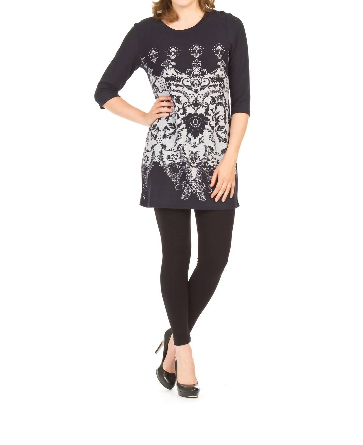Papillon - Filigree Print 3/4 Sleeve Dress