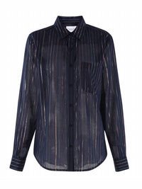 THE SHIRT Boyfriend Shirt in navy lurex - women's blouse - view 4