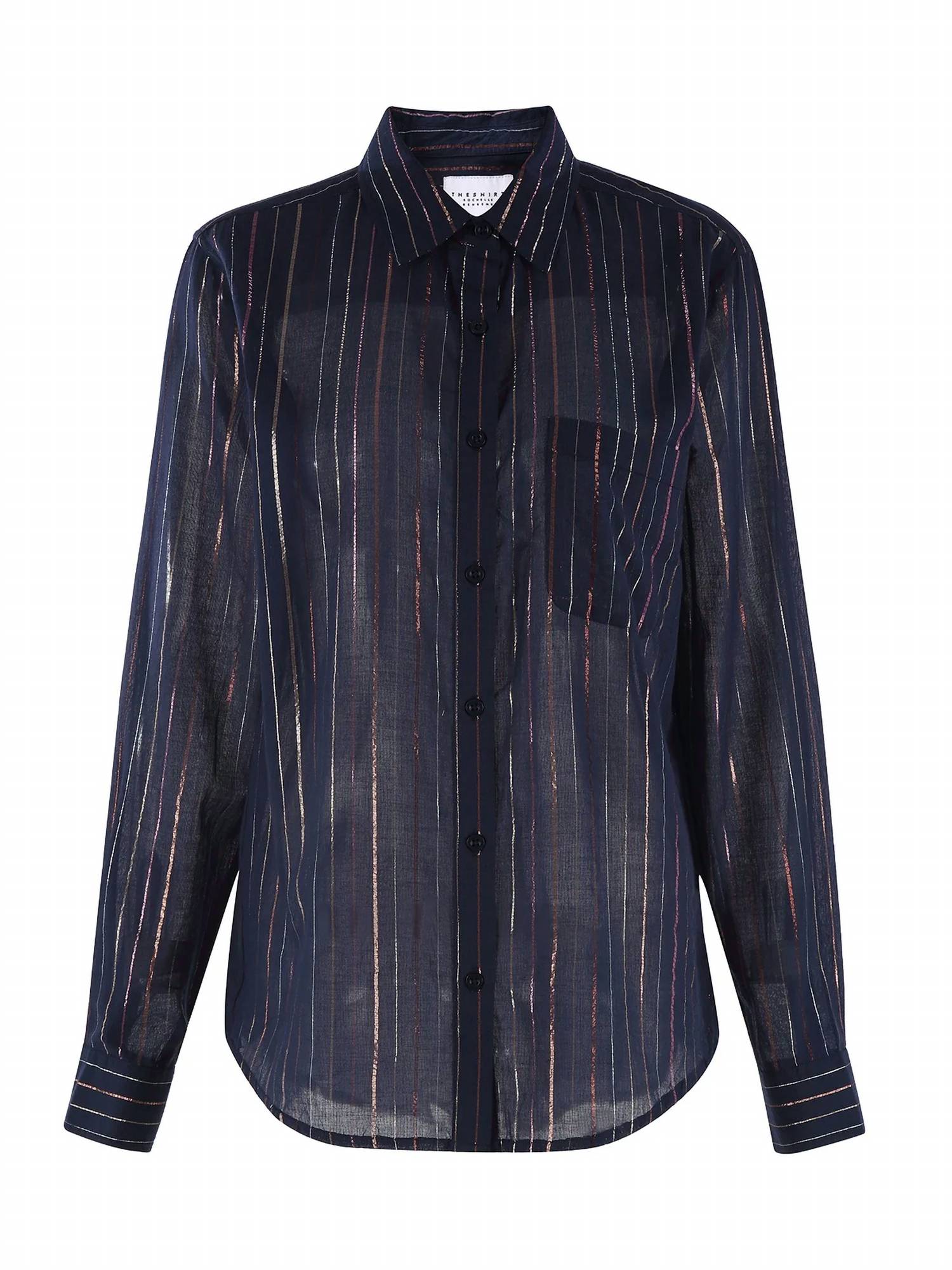 THE SHIRT Boyfriend Shirt in navy lurex - women's blouse - view 4