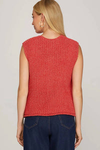 She + Sky - Sleeveless Crochet Sweater Vest