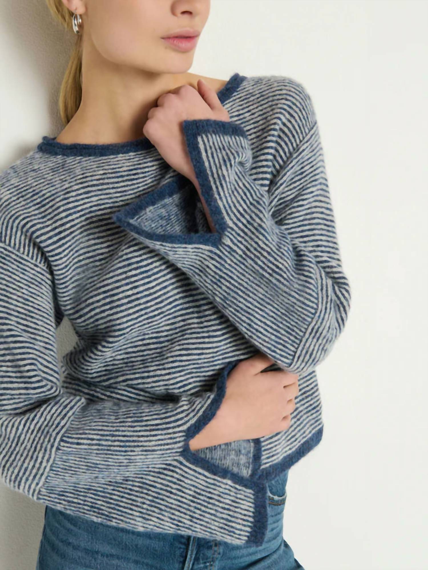 Nation LTD Willow Sweater in greenwich navy stripe - women's sweater - view 4