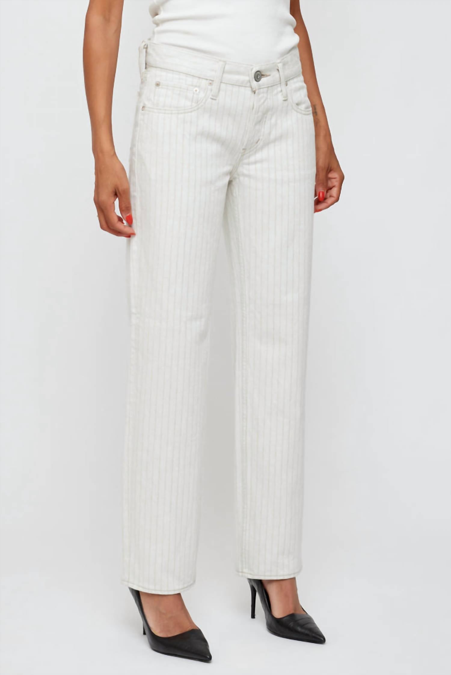 Moussy Elmora Low Rise Straight Jean in mix white - women's jeans - alternate view