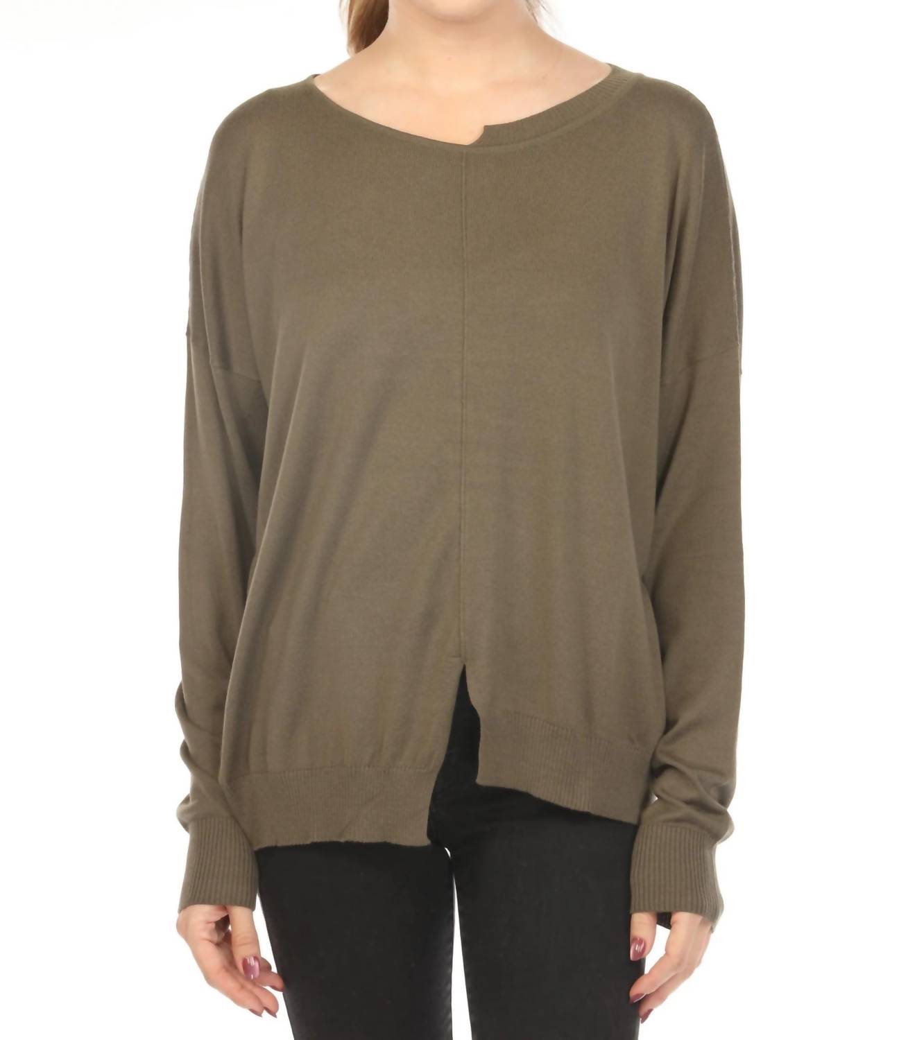 Planet By Lauren G. - Cut-out Boat Neck Sweater Top