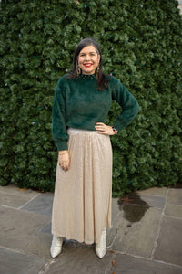 See And Be Seen - Metallic Sequins Long Skirt