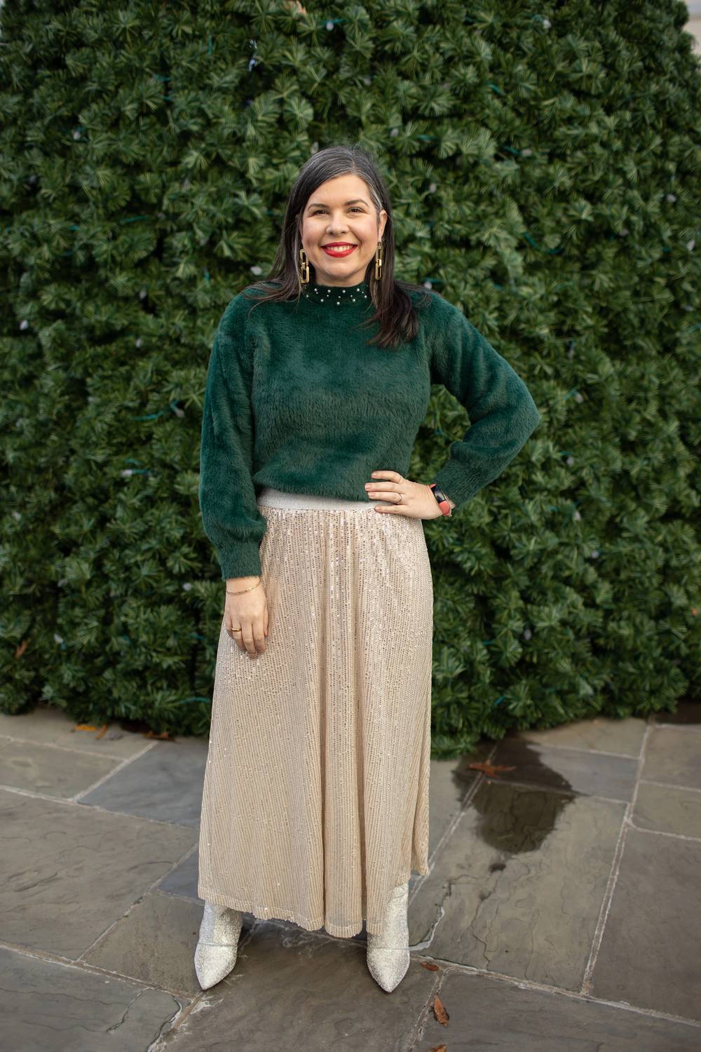 See And Be Seen - Metallic Sequins Long Skirt