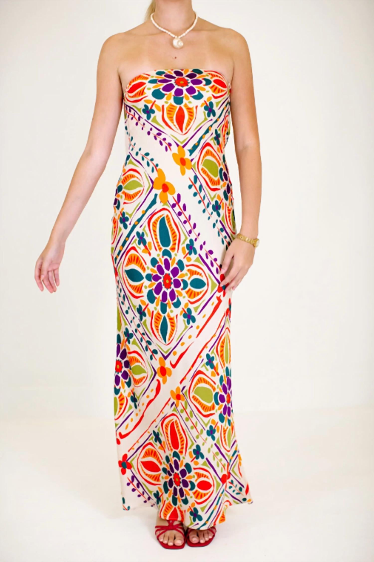 Lavender Brown - Talia Floral Strapless Maxi Dress