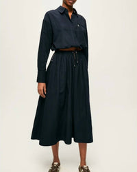 Veronica Beard Bates Bungee Midi Skirt in navy - women's skirt