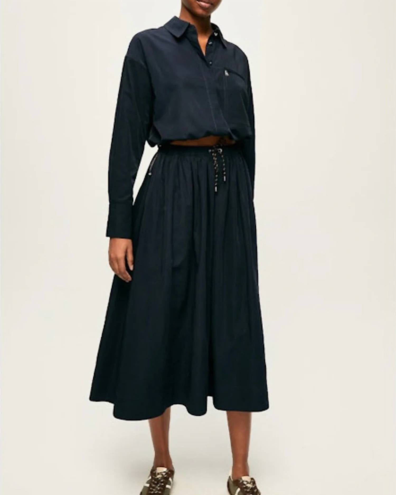 Veronica Beard Bates Bungee Midi Skirt in navy - women's skirt