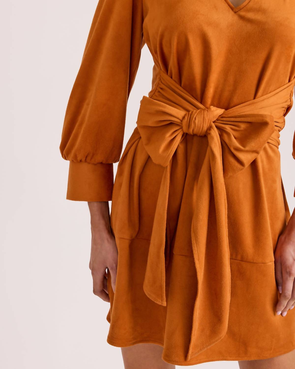 S'Edge - Faux Suede Tie Front Dress