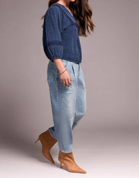 Tribal - Audrey Distressed Barrel Jeans