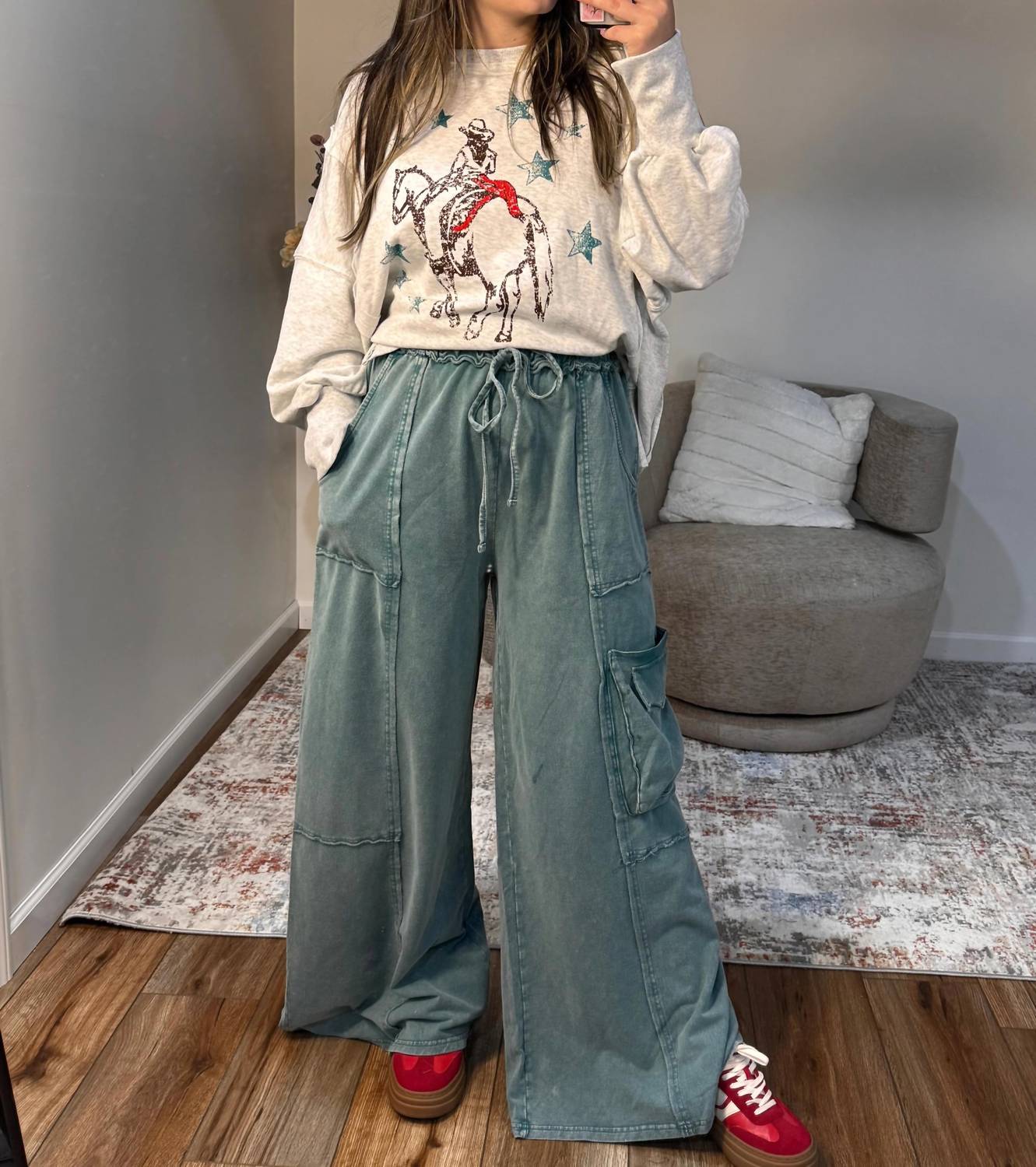 Easel - Steph Cargo Loose Wide Leg Pants