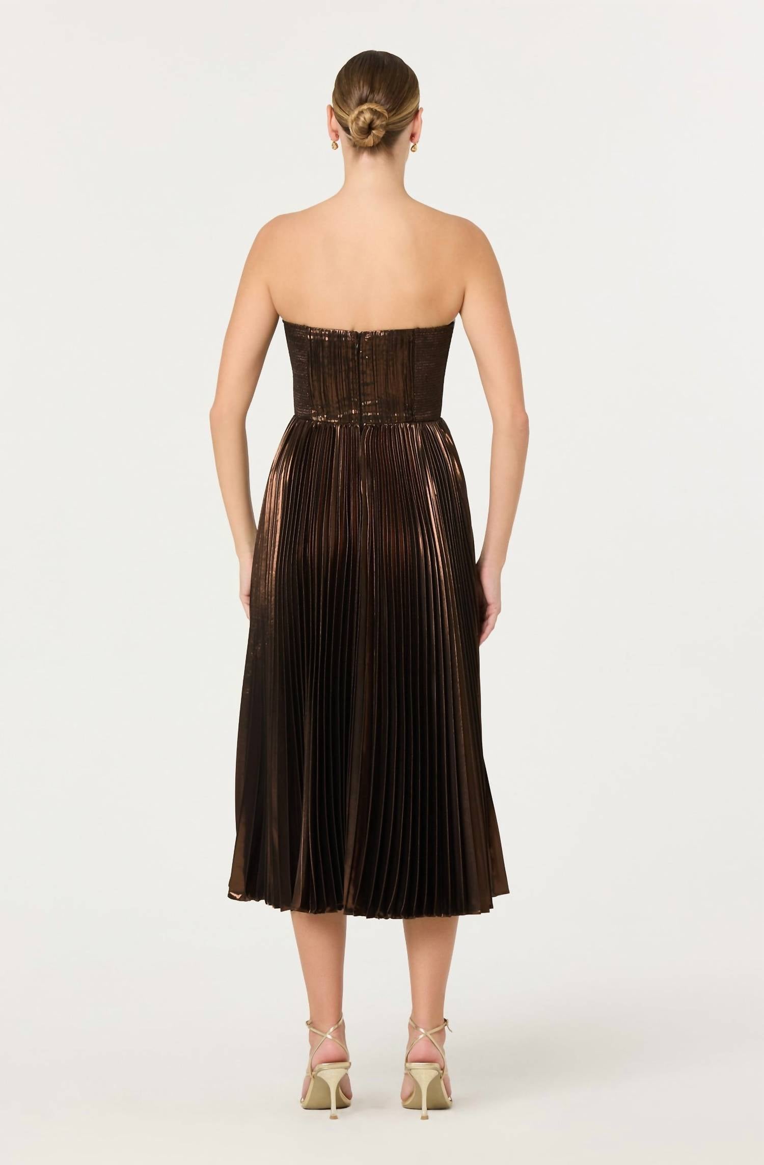 aneesha strapless pleated midi dress Astr The Label Aneesha Bow Back Strapless Midi Dress In Cream - 40% Off