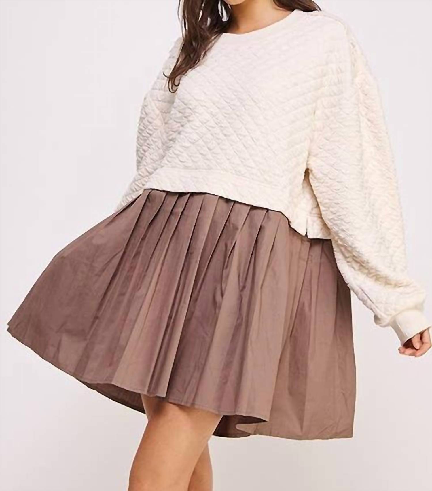 Ces Femme Casey Mini Flare Skirt Dress in cream - women's dress - detail view