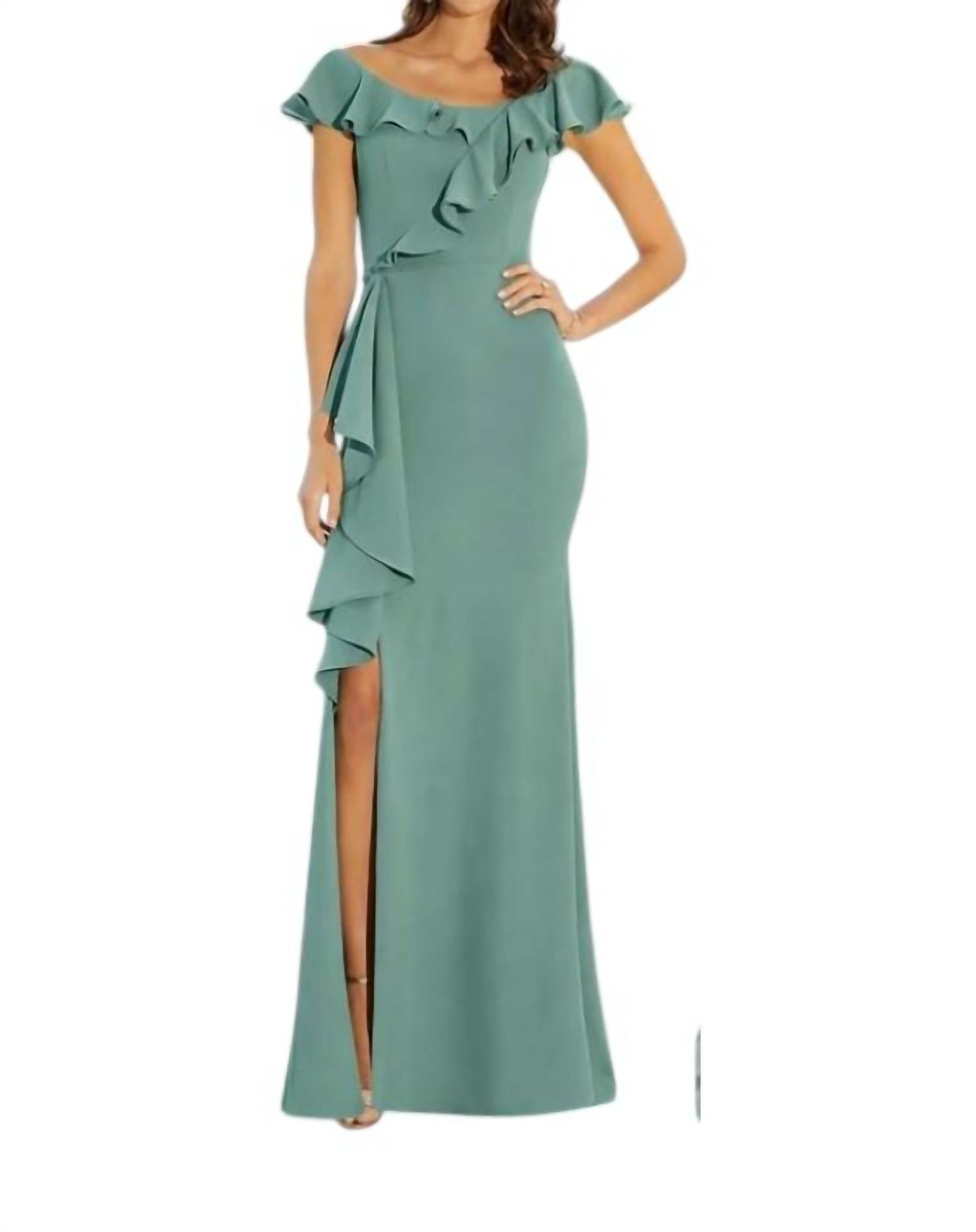 Morilee - Portrait Neckline Ruffle Dress
