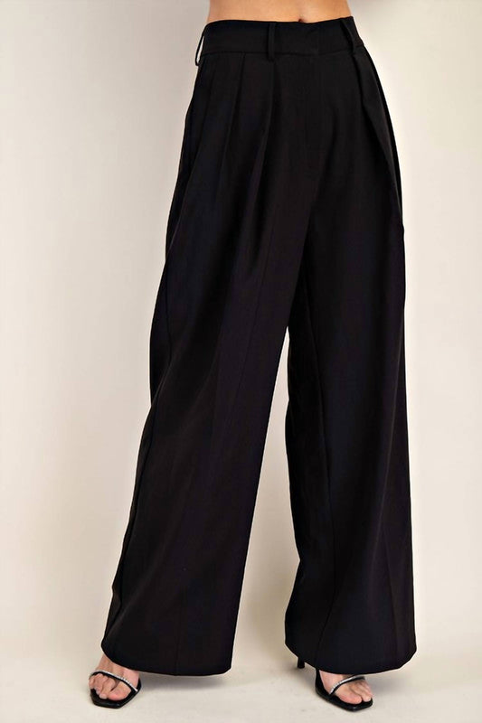 Glam - High Waist Pleated Wide Pant