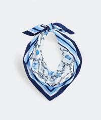 vineyard vines Women's Kentucky Derby Silk Scarf in serenity blue - women's scarf - detail view