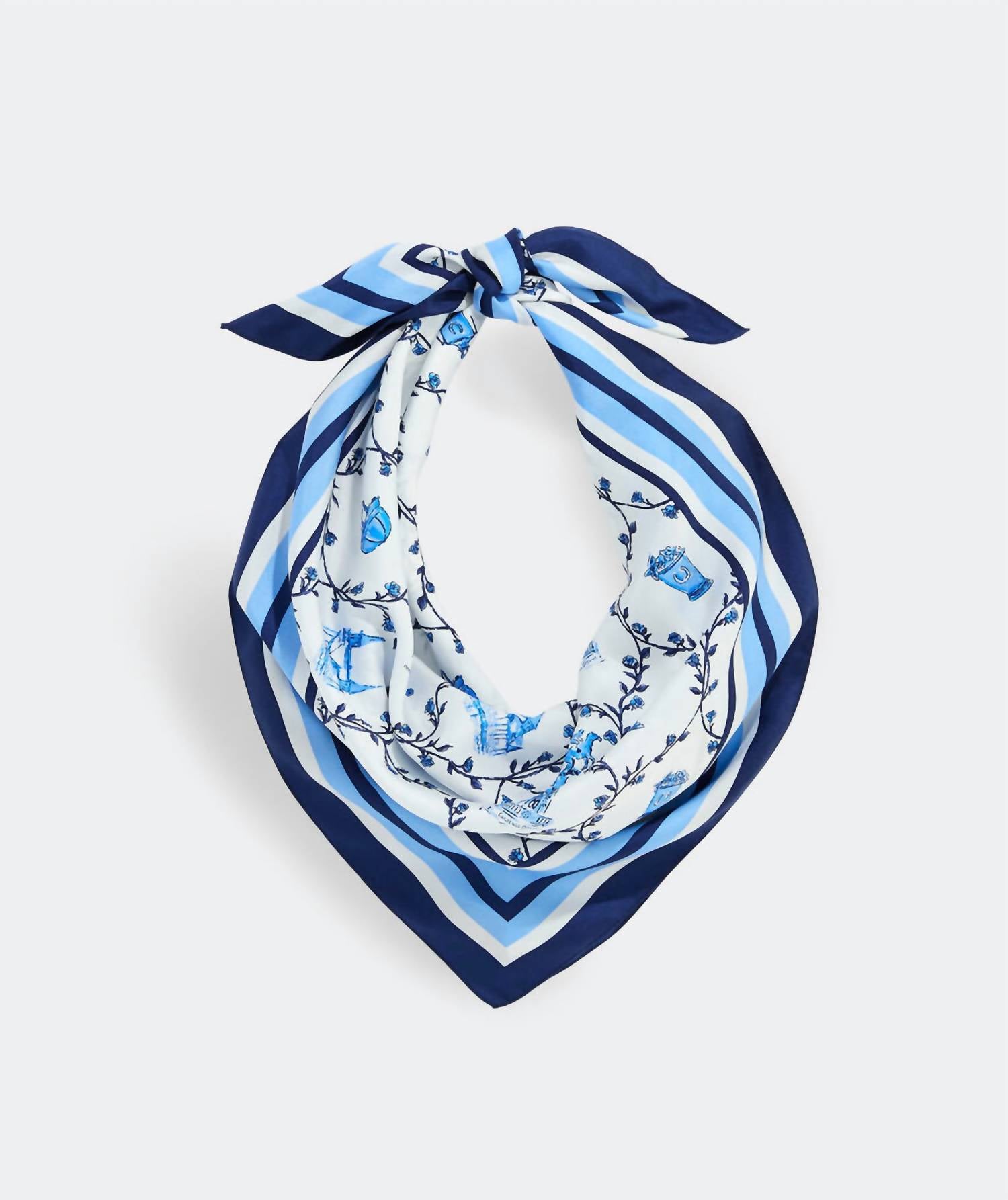 vineyard vines Women's Kentucky Derby Silk Scarf in serenity blue - women's scarf - detail view