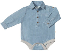 ME & HENRY Boy's Jasper Woven Onesie in blue - kids' item