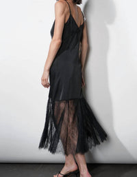 GREYLIN Sheer Skirt Slip Dress in black - women's dress - detail view