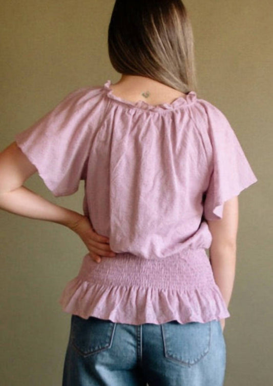 In-Loom - Ballota Eyelet Flutter Sleeve Top