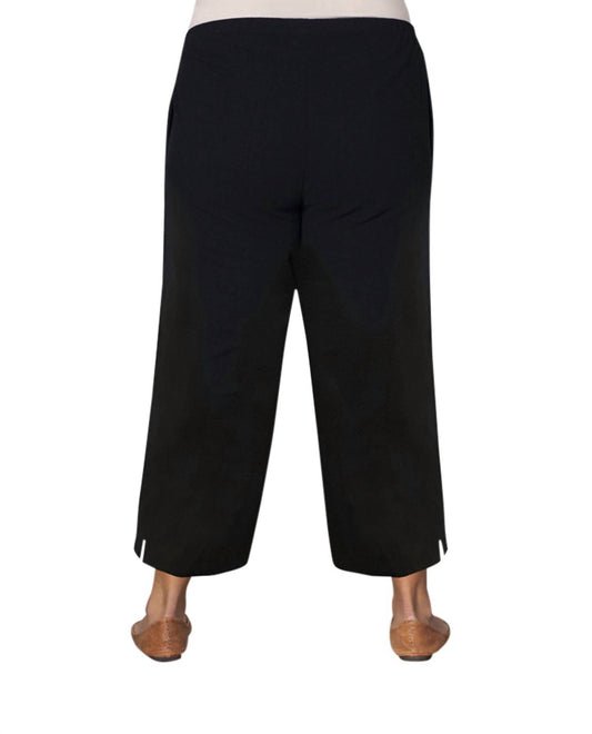 On The Plus Side - Linen Pull On Wide Leg Flood Pants - Plus