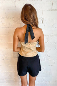 Day + Moon - Poplin Halter Top with Contrast